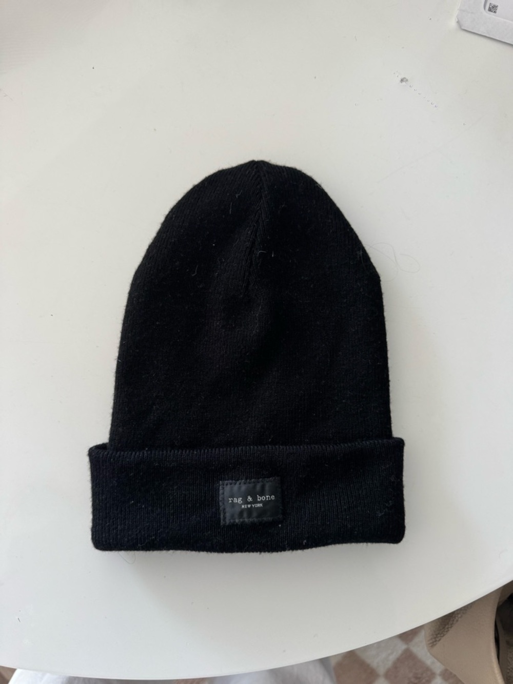 rag & bone Black Knit Beanie - Classic Winter Hat